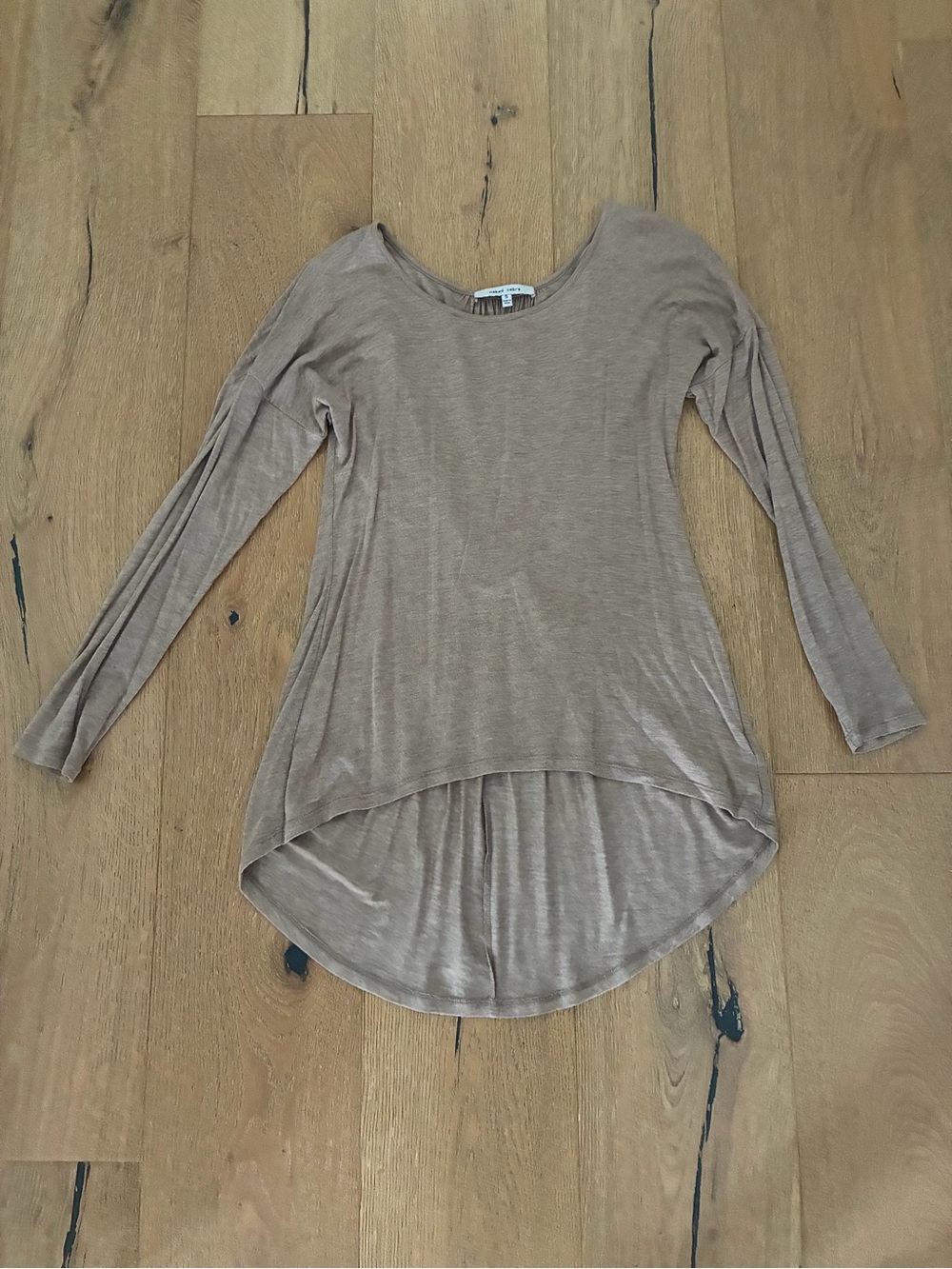 Naked Zebra Long Sleeve High-Low Tunic Top - Taupe
